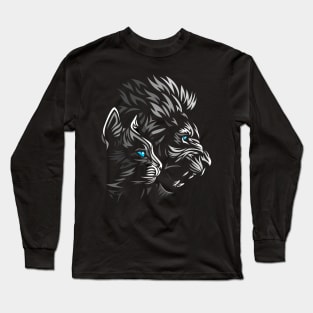 Tribal shadows Lion Cat Long Sleeve T-Shirt